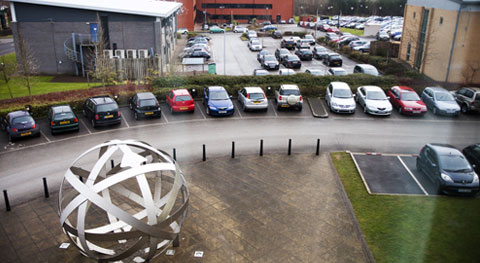 Business buildings and car park